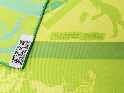 エルメス　ミニスカーフ　グリーン系 HERMES エルメス スカーフ ロザンジュ ミニ LOSANGE カシミヤ