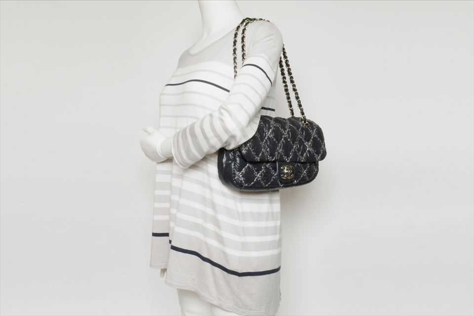 パリビザンス チェーンショルダー ナイロン 黒 A50629 新品同様