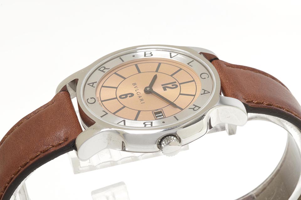 ソロテンポ ST35S 革/SS 茶 ブラウン文字盤 メンズ クオーツ