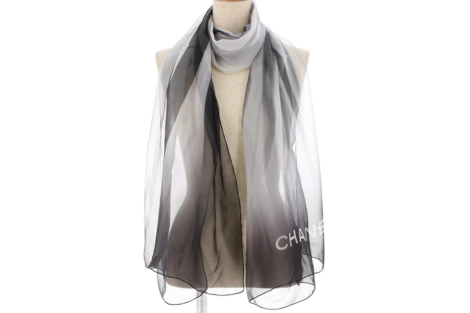 ストール シルクジョーゼット グレーグラデーション