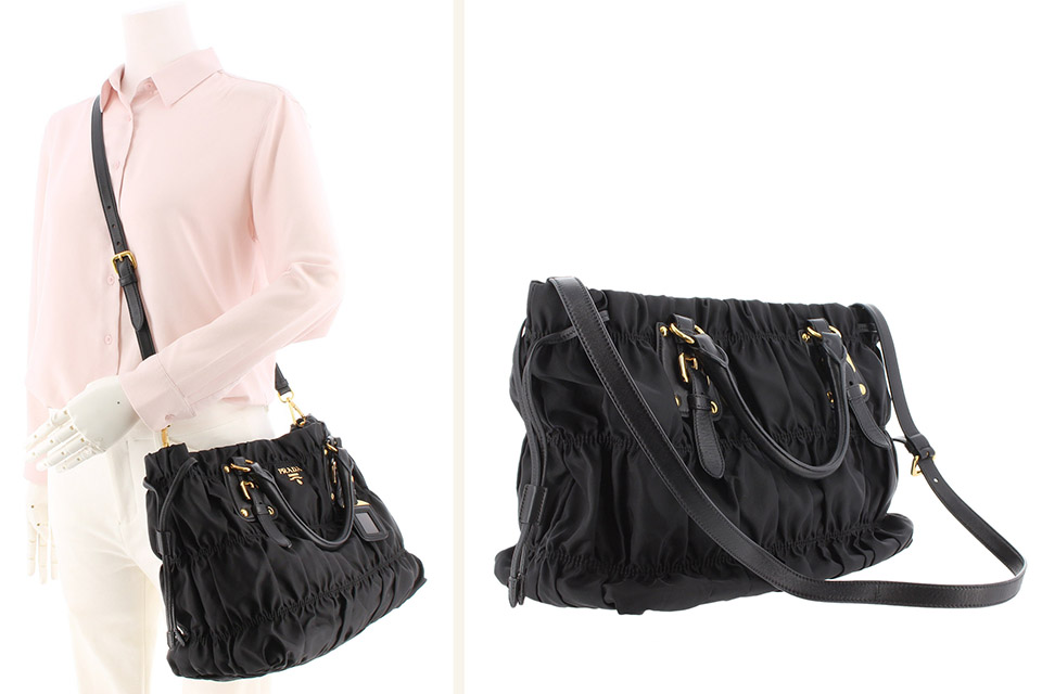 ✨人気✨プラダ トートバッグ 2way ギャザー メタルロゴ ナイロン レザー 楽天市場】PRADA 2way（トートバッグ｜レディースバッグ