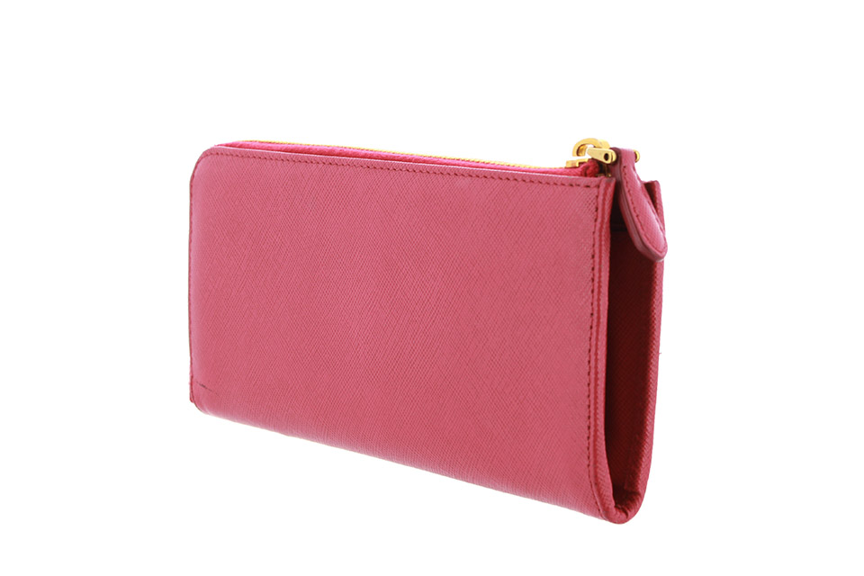 L字ファスナー長財布 レザー サフィアーノ ピンク
