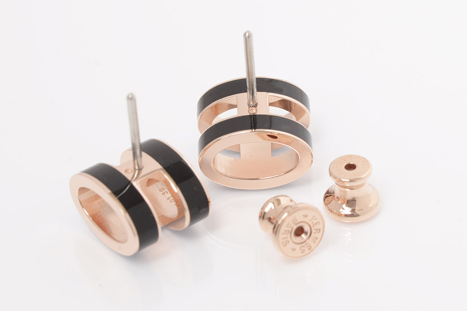 ピアス 黒/ローズゴールド ポップH 新品