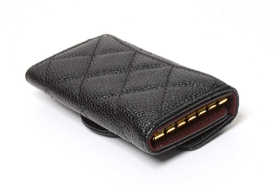 超美品222 CHANEL マトラッセラムスキン6連キーケース ブラック 楽天