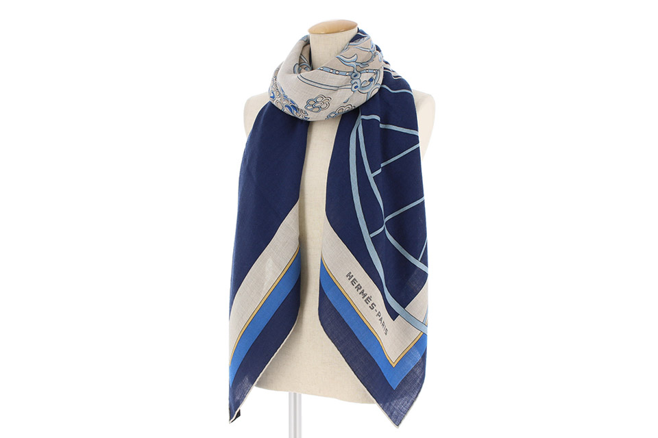 HERMESエルメスストールショールCalecheウールaq9682