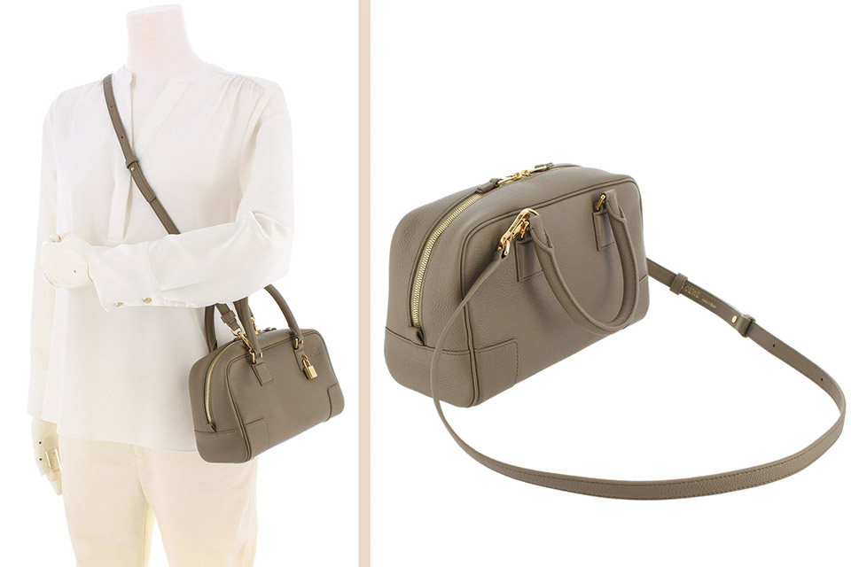 アマソナ23 ソフトグレインカーフ グレージュ 2WAYハンドバッグ