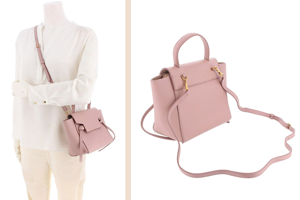 ベルトバッグ ナノ 2WAYバッグ グレインドカーフスキン ピンク