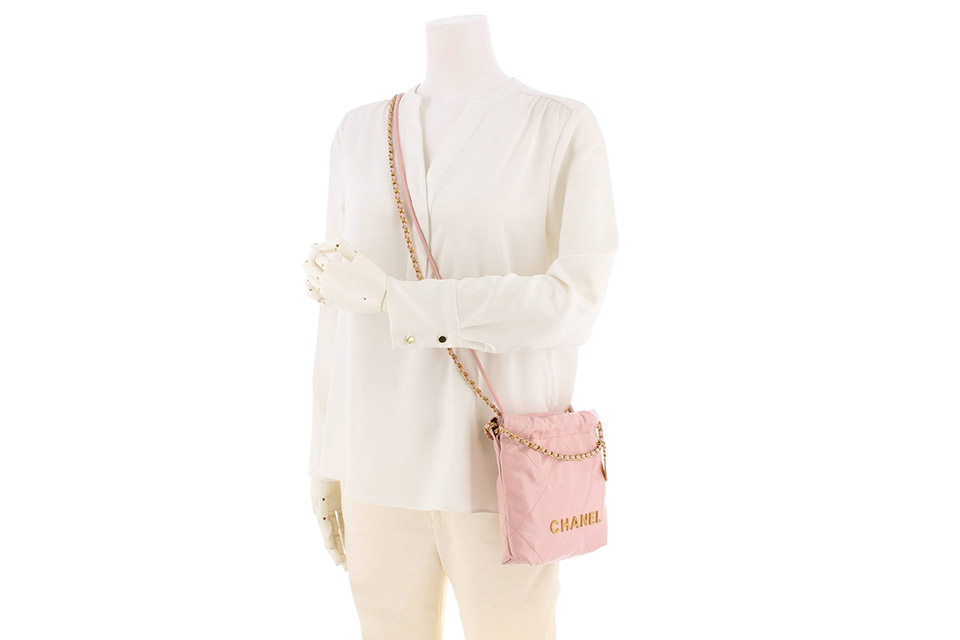 CHANEL22 シャネル22 ミニ チェーン ハンドバッグ レザー ピンク CHANEL22 シャネル22 ミニ チェーン ハンドバッグ レザー ピンク