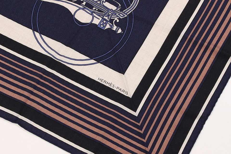 トライアングルジェアン エクスリブリス カシミヤ/シルク ネイビー 未使用