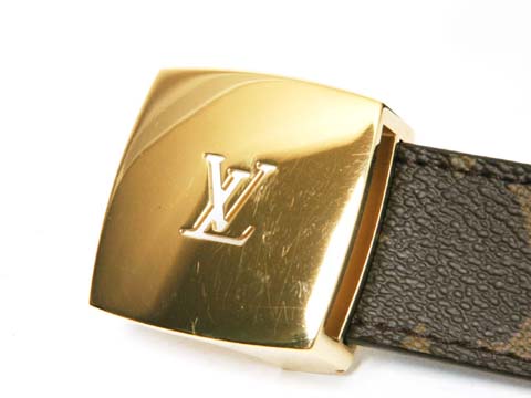美品✨ルイヴィトン ベルト モノグラム　イニシャル サンチュール ゴールド金具 ベルト サンチュール LVカット ゴールド金具 M6887V
