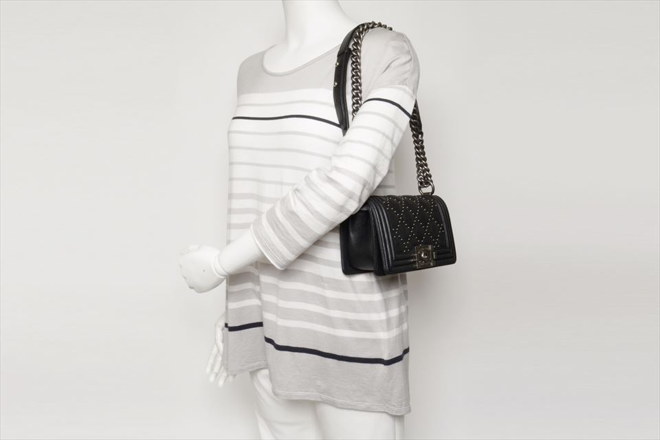 ボーイシャネル チェーンショルダーバッグ 黒 ブラック レザー