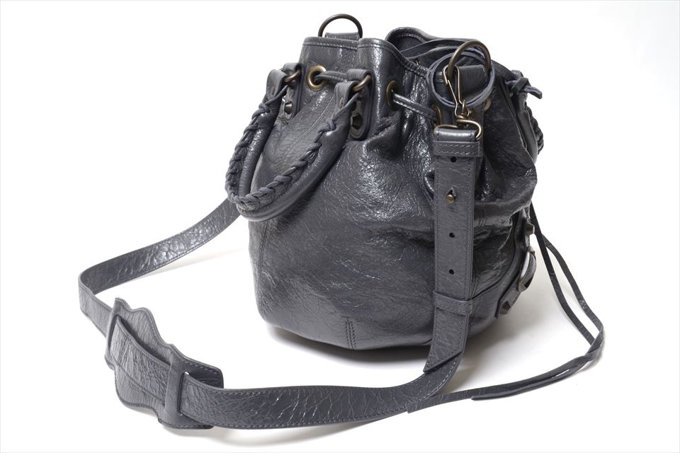 ミニポンポン クラシック 2WAYバッグ レザー グレー系 246438