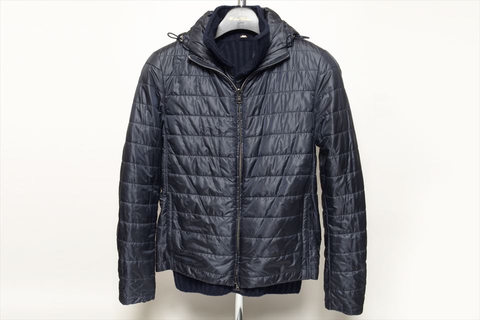 hernoリバーシブルダウンジャケット ダウンニットジャケット リバーシブル ネイビー メンズ