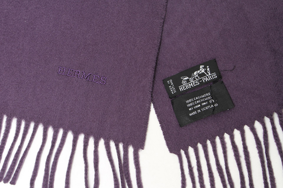 HERMÈS エルメス カシミヤ100%ストール 紫 エルメス マフラー ストール