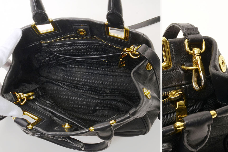 2WAYハンドバッグ リボン 黒 ブラック ゴールド金具 BN2245