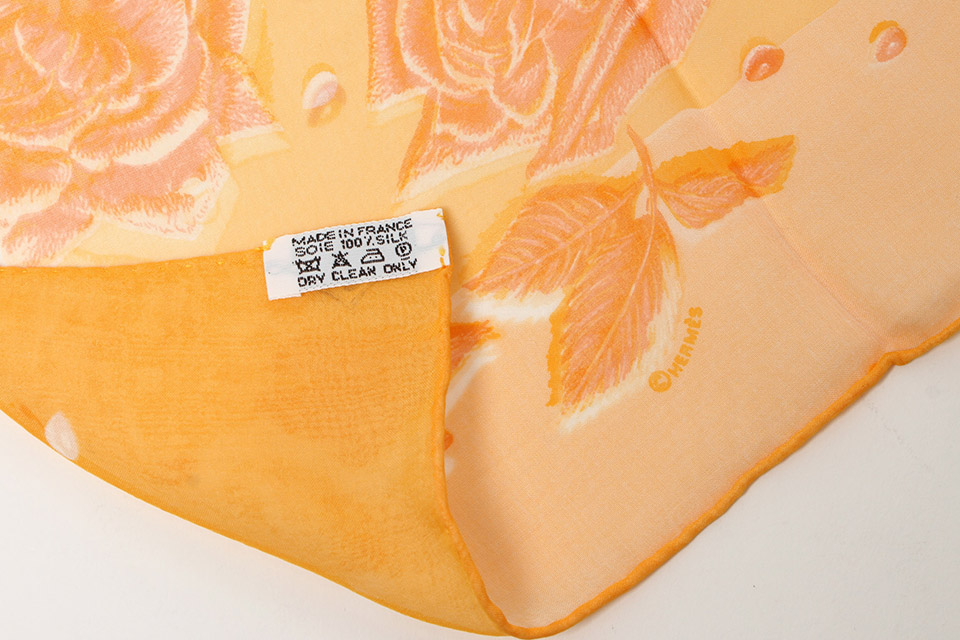 スカーフ60 バラ シルク オレンジ