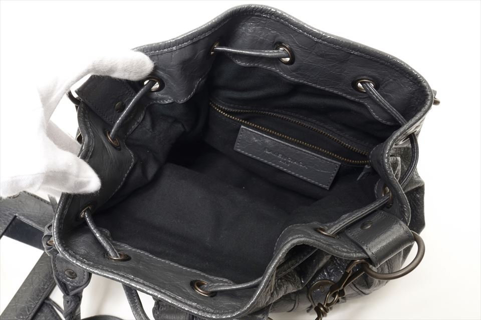 ミニポンポン クラシック 2WAYバッグ レザー グレー系 246438