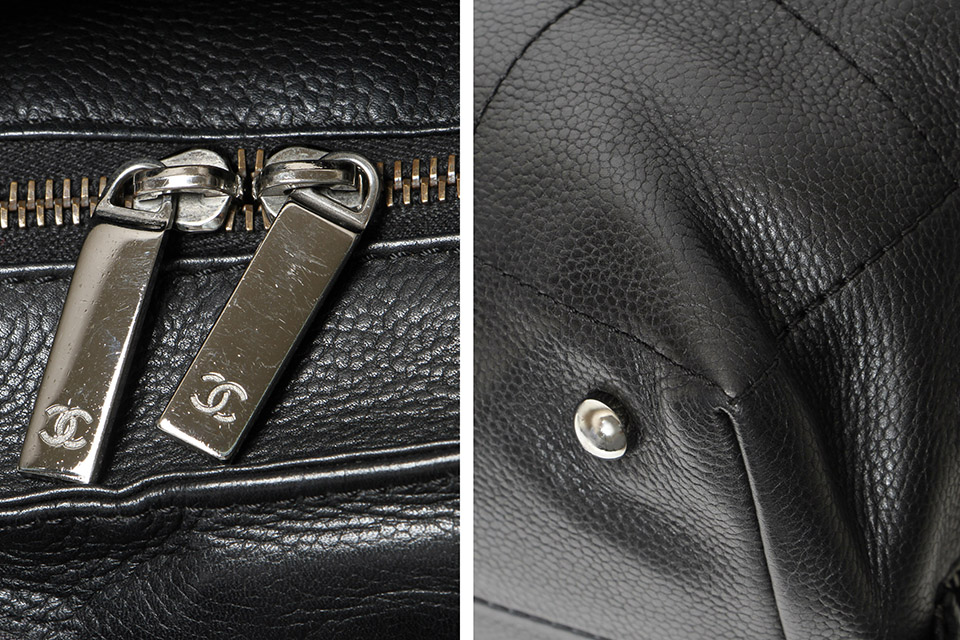 チョコバー ミニボストン ソフトキャビア 黒 シルバー金具