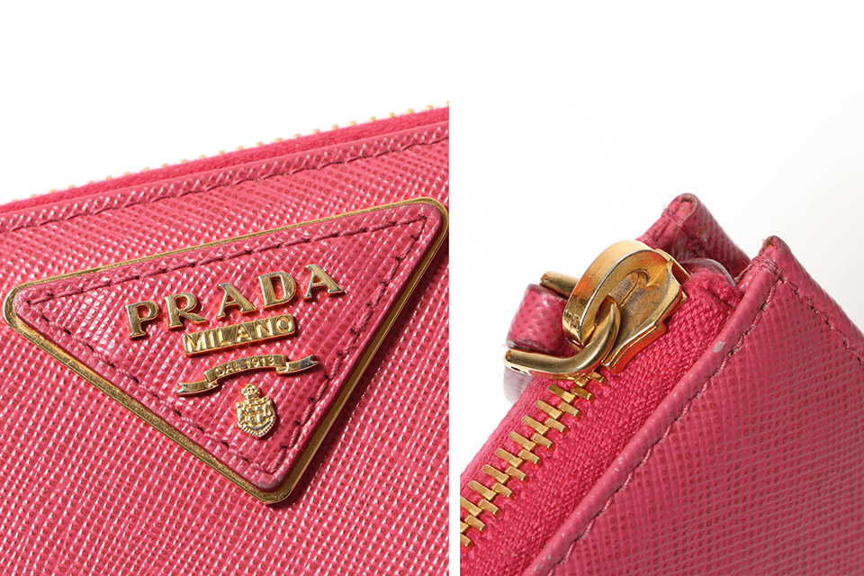 L字ファスナー長財布 レザー サフィアーノ ピンク