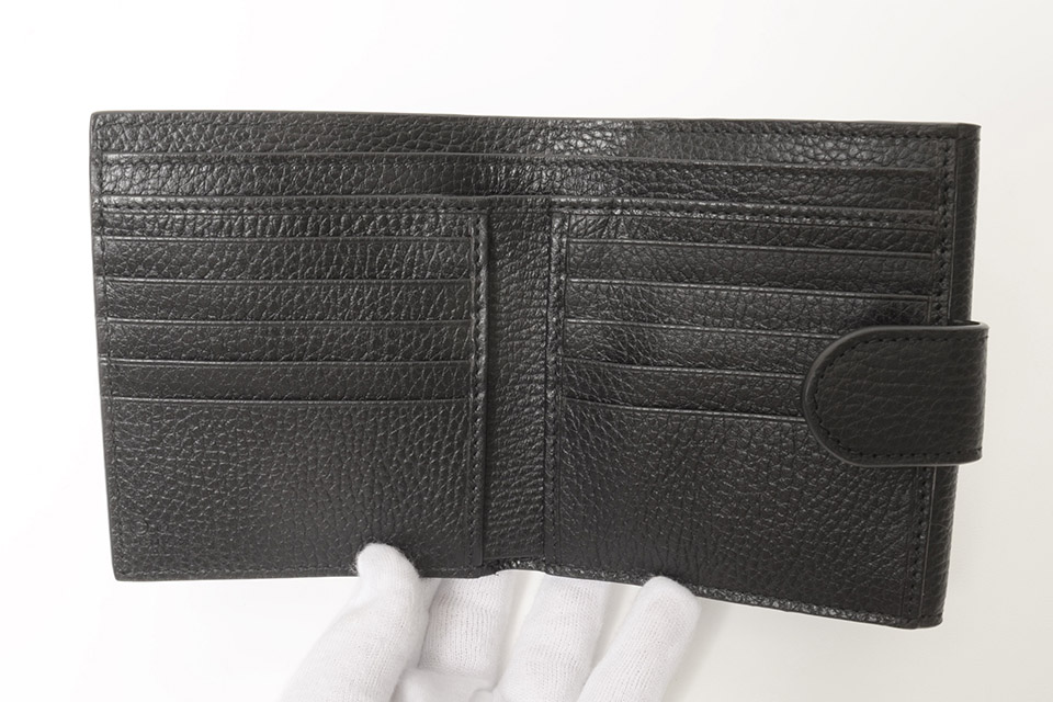 Wホック財布 未使用 ブラック レザー 598167