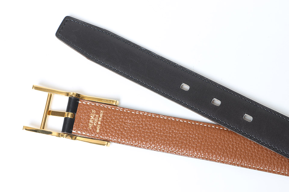 HERMES エルメス アピ2 リバーシブル ベルト 80 ブラック