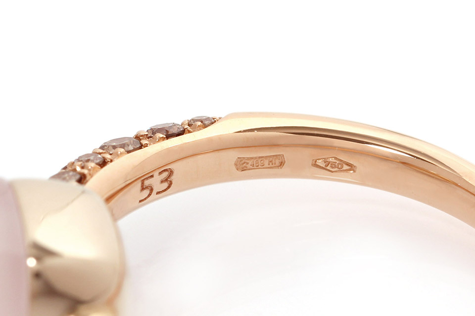 ヌード リング プチ ローズクォーツ/K18PG/ダイヤ/ブラウンダイヤ ♯53