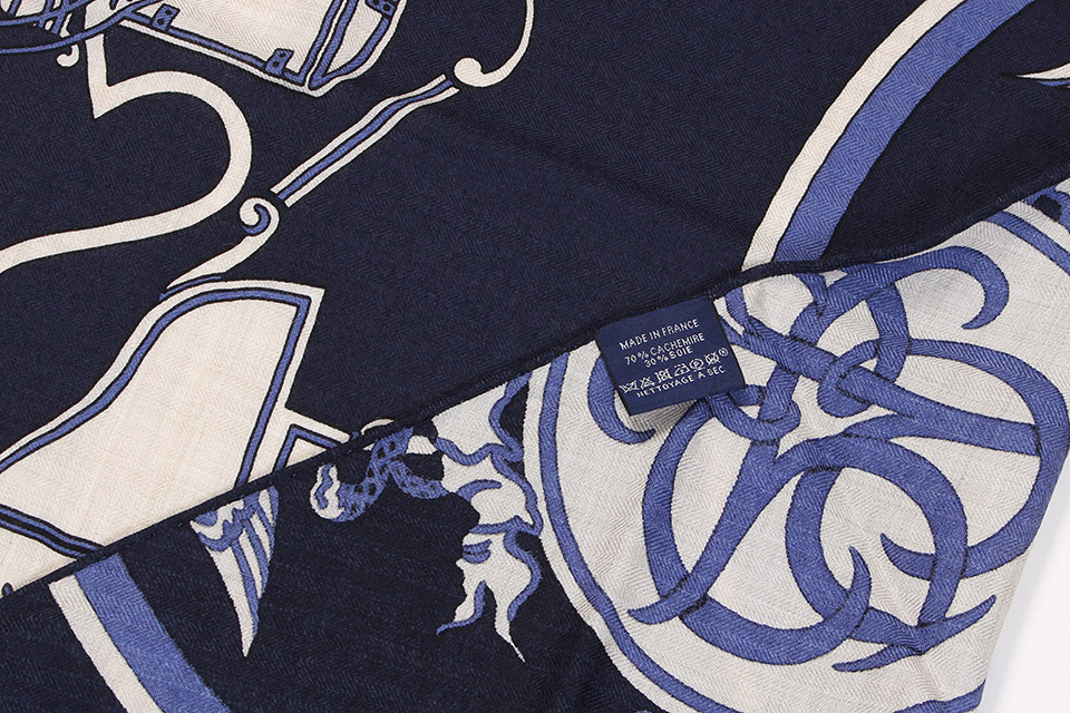 トライアングルジェアン エクスリブリス カシミヤ/シルク ネイビー 未使用