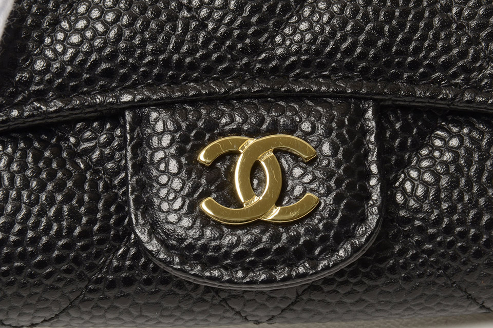 美品【CHANEL】付属品完備 キーケース キャビアスキン A31503 マトラッセ 6連キーケース キャビア 黒 ブラック ゴールド金具