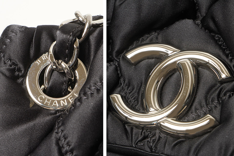 チェーンショルダーバッグ バブルキルト マトラッセ ナイロン 黒