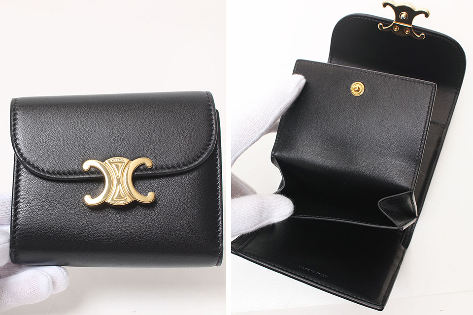 トリオンフ スモールフラップウォレット 2つ折り財布 レザー 黒